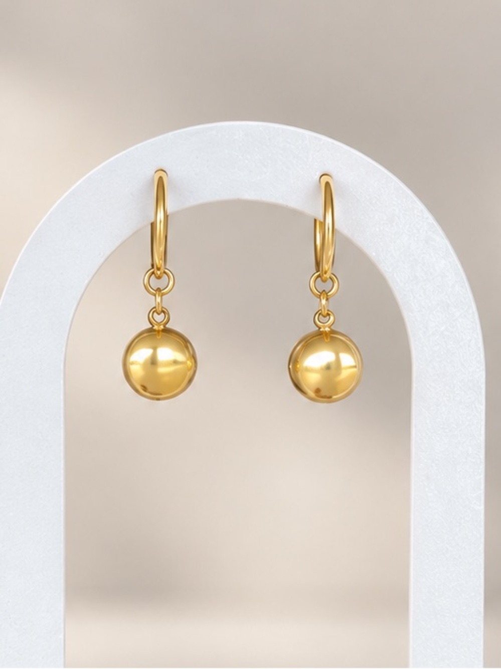 18K Gold PVD Coin Charm Huggie Hoop Earrings